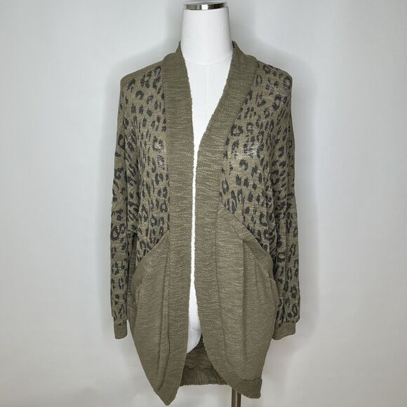 Daytrip Open Front Top Women's Small Cheetah Long Sleeve Cardigan Animal Print - Picture 1 of 8